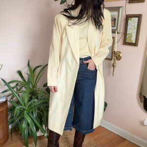 Vintage Anne Klein Buttery Yellow Trench Coat